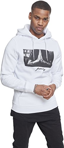 Mister Tee Pray Hoody Sudadera con Capucha, Blanco (White), XS para Hombre