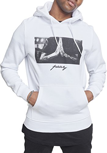 Mister Tee Pray Hoody Sudadera con Capucha, Blanco (White), XS para Hombre