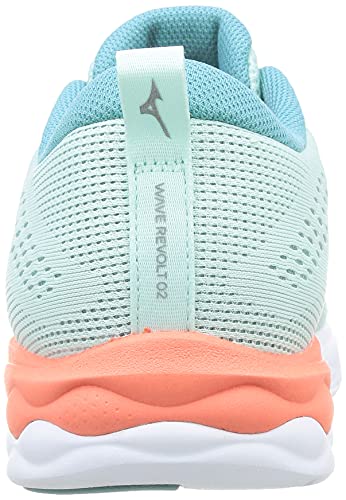 Mizuno Wave Revolt, Zapatillas Mujer, Fairaqua/White/Lcoral, 40.5 EU