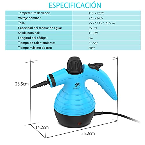 MLMLANT Vaporeta Limpiar,Limpiador Vapor Desinfeccion PortáTil,Seco Limpieza Tapiceria Hogar de Mano,Manualidades,Para Quitar Manchas,Sofas,Control de Errores Cama,Asientos Coche,Limpiadora a Manual