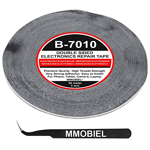 MMOBIEL 5 mm Cinta adhesiva fuerte doble cara. Rollo Longitud: 50m (Negro) para reparar teléfonos inteligentes y tablets