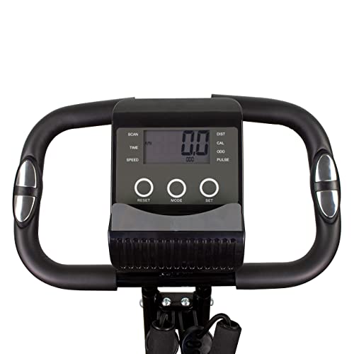 Mobiclinic, Bicicleta estática Plegable, Modelo Everest, 8 Niveles de Resistencia, Pantalla LCD, Medidor de Pulso, Asiento Regulable, Marca Española, hasta 120 Kgs, Rueda de Resistencia de 2,5 Kgs