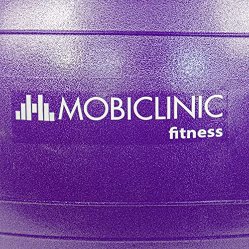 Mobiclinic, Pelota de Pilates, 65 cm, Incluye inflador, Antideslizante, Anti-pinchazos, Lavable, Balón Pilates, para Fitness, Deporte, Pelota de Pilates para Embarazada, PY-01, Entrenamiento, Morado