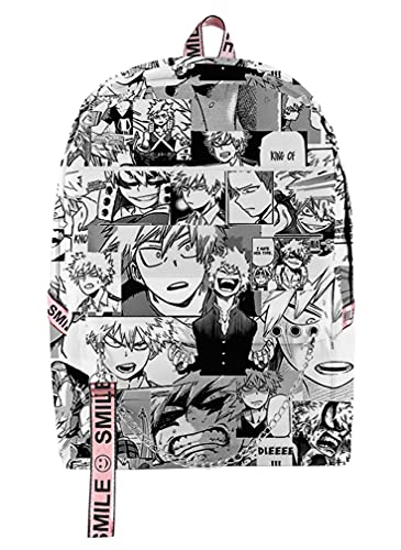 Mochila Escolar Anime My Hero Academia – Mochila de 17 pulgadas MHA Bakugo Deku Todoroki Toga Mochila para De Primaria Y Secundaria, adolescentes y niñas, Bakugou Katsuki, Large