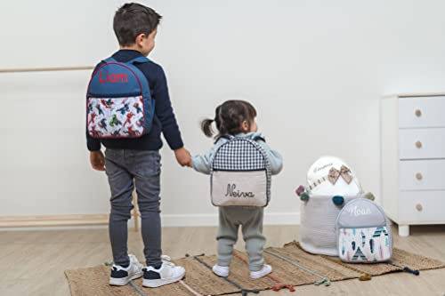 Mochila Infantil de Polipiel - Mochila Personalizada para Bebé – Mochila guardería con nombre – Mochila escuela infantil bordada - Sydney Rosa/Gris– Nenel