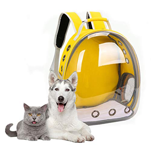 Mochila para gatos, grande, para mascotas, mochila con burbujas, bolsa de transporte ventilada portátil para perros pequeños, transparente impermeable al aire libre, diseño de cápsula transpirable