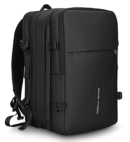 Mochila para portátil, 17.3 Pulgadas Mochila de Negocios, Mochila de Viaje Impermeable, Adecuada para computadoras portátiles para Hombres y Mujeres, con Cargador USB, Negro