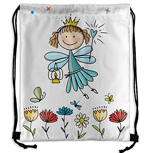 Mochila Saco Infantil Personalizada con Nombre. Regalo Personalizado para niño y niña. Mochila de Cuerdas. Vuelta al Cole. Varios Diseños. Hadas