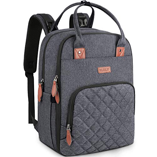 Mochilas para Pañales Biberones,Multifuncional Impermeable Mochila Maternidad,Gran Capacidad Bolso Cambiador Bebe con Bolsillo Térmico para Biberones (Gris Oscuro)