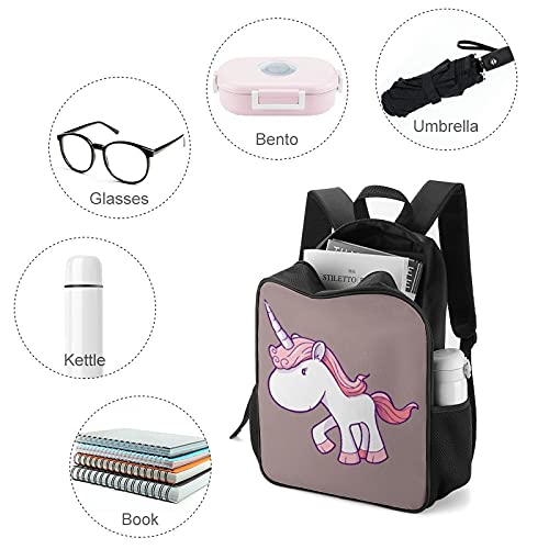 Moda impermeable ligero equipo electrónico IT portátil ordenador bolsa mochila custommake lindo caballo arte fantasía alas, White-cute - Caballo infantil dibujado a mano (11111), Taille unique