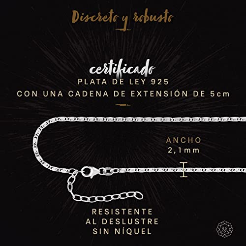 modabilé Cadena tobillera acorazada ajustable de plata de ley 925 chapada en S (23cm - 28cm I 2,1mm de ancho) Tobillera 925 sin colgante, Tobillera de plata con caja de regalo I Fabricado en Alemania