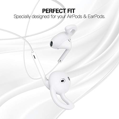 MoKo Almohadillas Auriculares Compatible con Apple AirPods/EarPods [4 PZS], Respuesto de Eartips de Silicona Suave Anti-Slip Gancho de Gel Auriculares Protectivos Accessorios - Blanco