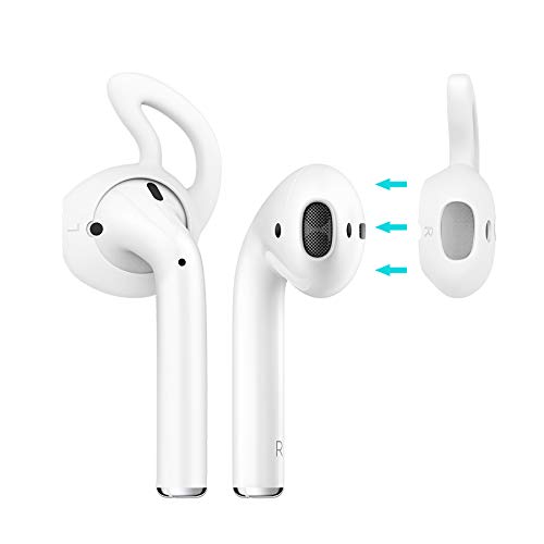 MoKo Almohadillas Auriculares Compatible con Apple AirPods/EarPods [4 PZS], Respuesto de Eartips de Silicona Suave Anti-Slip Gancho de Gel Auriculares Protectivos Accessorios - Blanco