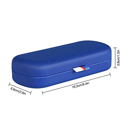 MoKo Caja Protectora Rígida de Gafas de PU, Estuche de Anteojos Universal con Paño de Limpieza, Organizador Portátil con Cinta para Almacenar Gafas de Lectura Gafas Ópticas Gafas de Sol, Azul