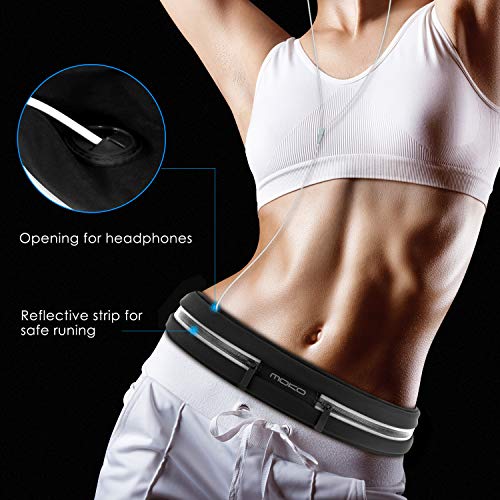 MoKo Riñoneras Belt Universal, Deportivo Cinturón de Correr con Cremallera y Prueba de sudor para Ejercicios, Gimnasio para iPhone 11, 11 pro, 11 pro max, Pixel 4, Pixel 4 xl Galaxy S10 S10 Plus S10e, Negro