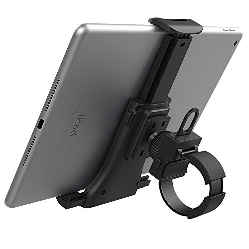 MoKo Soporte Móvil de Bicicleta, Monte Ajustable para Teléfono Gritorio de 360 Grados para iPhone 11 Pro MAX, iPad 10.2" 2019, Galaxy S20 6.2" para Bici, Moto, Cinta de Correr ect. - Negro