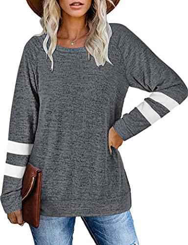 MOLERANI Sudaderas Gris Pizarra para Mujer Suéteres túnica Lisos Lisos Tops de Manga Larga Ropa de otoño Gris S