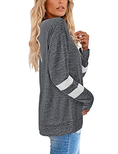 MOLERANI Sudaderas Gris Pizarra para Mujer Suéteres túnica Lisos Lisos Tops de Manga Larga Ropa de otoño Gris S