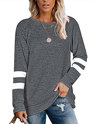 MOLERANI Sudaderas Gris Pizarra para Mujer Suéteres túnica Lisos Lisos Tops de Manga Larga Ropa de otoño Gris S