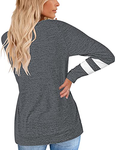 MOLERANI Sudaderas Gris Pizarra para Mujer Suéteres túnica Lisos Lisos Tops de Manga Larga Ropa de otoño Gris S