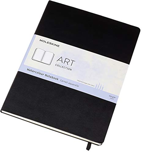 Moleskine - Cuaderno de Acuarela Clásico, Papel Adecuado para Lápices y Pinturas de Acuarela, Tapa Dura y Cierre Elástico, Color Negro, Tamaño A4 21 x 29,7 cm, 60 Páginas