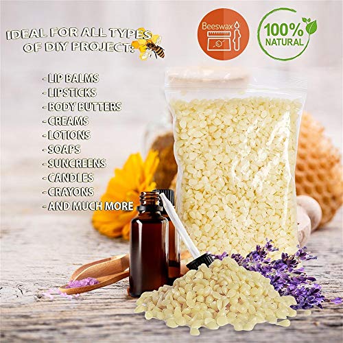 MOOING Kit de Fabricación para Velas,erramienta para Velas de Bricolaje,100% Cera de Abeja Natural para Velas,50 Mechas para Velas,1 Jarra de Vela,8 Frascos para Velas etc.