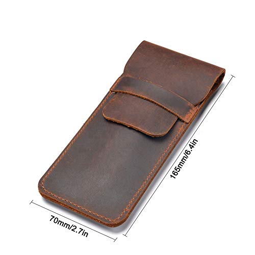 MOPOIN Estuche de cuero retro para bolígrafo, 16,5 x 7 cm Estuche para bolígrafo Estuche para bolígrafo suave Funda protectora para bolígrafo Vintage Portaplumas para 1-5 bolígrafos, marrón