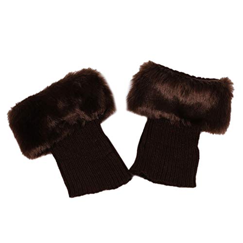 MoreChioce 1 Pares de Calentadores de Piernas,Faux Fur Leg Warmers para Mujeres Niñas,Invierno Cálido,Suave y de Moda,Marrón