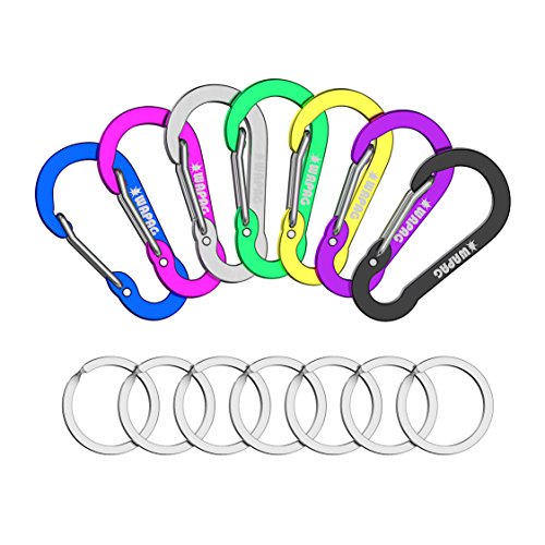 Mosquetón 5cm Mini Llavero Primavera Acortar Gancho Llavero para Llaves Otros Artículos Pequeños Diariamente Adentro o Vida al Aire Libre Clasificación para Hamacas Cámping Senderismo (14pcs Color)