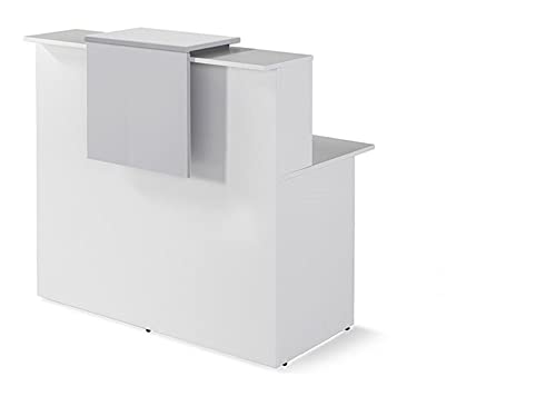 Mostrador 120 cm. Blanco con Mesa de Trabajo, Recepción, Profesional, Entrega rápida, Medida 120x74x115 cm. Ideal Oficina, peluquerías y Cualquier Tipo de establecimiento.