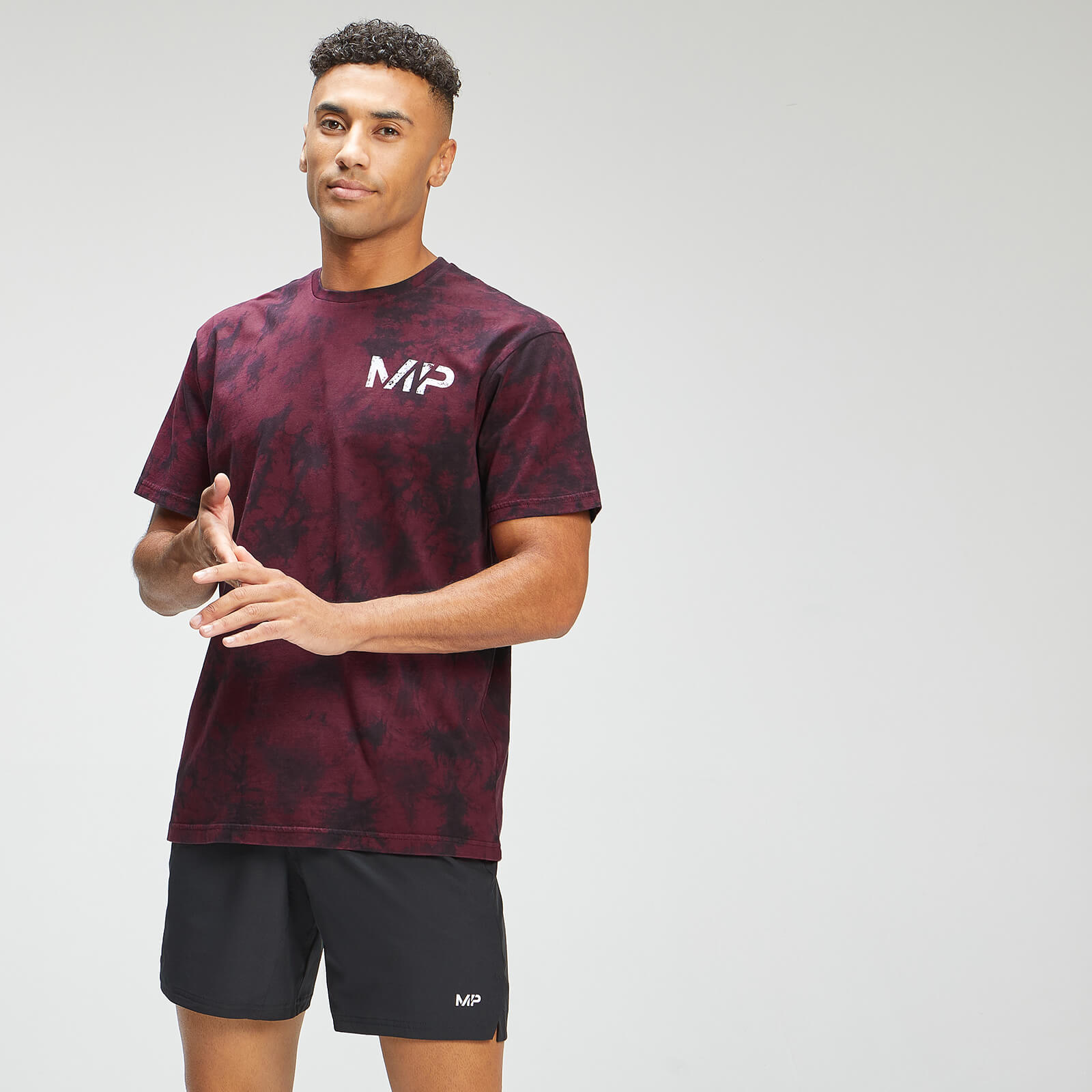 MP Men's Adapt Tie Dye Short Sleeve Oversized T-Shirt - Black/Merlot - M