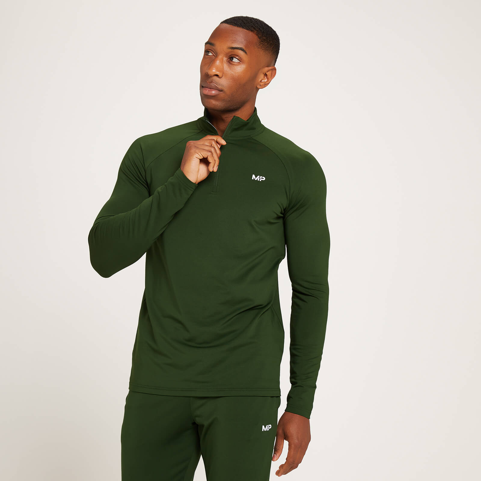 MP Men's Linear Mark Graphic Training 1/4 Zip - Dark Green - S