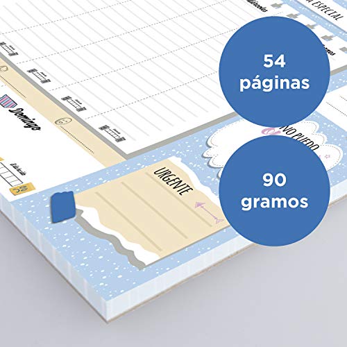 MP - Planificador Semanal A4 PREMIUM, Organizador Semanal Magnetico (última versión), Planner Semanal - Planificador de Clases Diario, Weekly Planner Semanal, Planning Escritorio - Azul