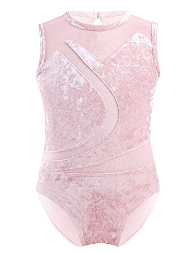 MSemis Maillot de Danza Ballet para Niña Maillot Elástico de Patinaje Artistico Mono Brillante de Gimnasia Ritmica Disfraz de Bailarina Body de Danza Clásica Rosa 6 años