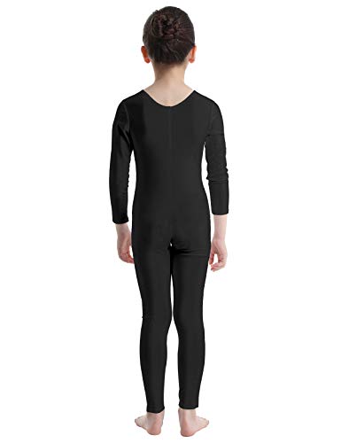 MSemis Maillot Entero Ballet Danza para Niños Niñas Unisex Mono Completo Gimnasia Rítmica Leotardo Manga Larga Jumpsuit Ropa Bailarina Otoño Invierno Negro 10-12 Años