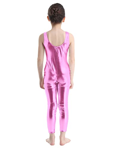 MSemis Maillot Gimnasia Ritmica Niñas Maillot Brillante de Patinaje Artistico Mono Elástico de Gimnasia Disfraz Bailarina Niña Traje Ballet Niña Rosa 8-10 años