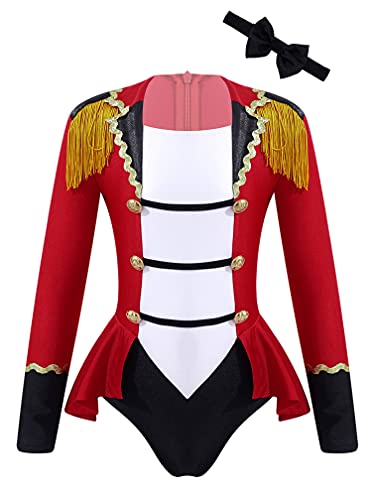 MSemis Maillot Manga Larga de Patinaje Artistico Niña Maillot de Circo de Danza Ballet Disfraz de Bailarina de Fiesta Navidada Carnaval Ropa de Danza Rojo 11-12 años