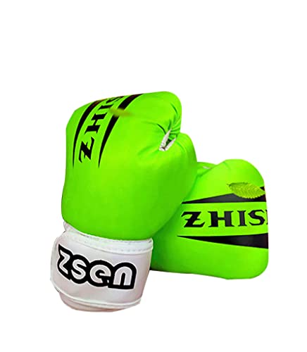 MSQNB Guantes De Boxeo para Niños, Guantes De Gama Alta para El Entrenamiento De Bolsas De Perforación De Sanda SPARRY, Flexible Y Rápido, Lucha Libre, 2-13 Años De Edad,Verde