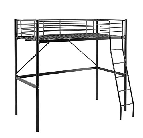 MUEBLIX | Literas Juveniles 90x190 | Cama Alta Individual | Estructura de Metal | Literas Juveniles Baratas con Escalera | Ideal para Loft para Escritorio Debajo | Modelo Pedro