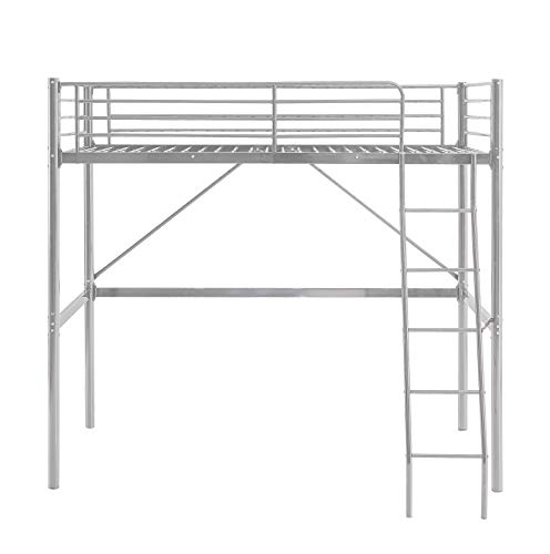 MUEBLIX | Literas Juveniles 90x190 | Cama Alta Individual | Estructura de Metal | Literas Juveniles Baratas con Escalera | Ideal para Loft para Escritorio Debajo | Modelo Pedro