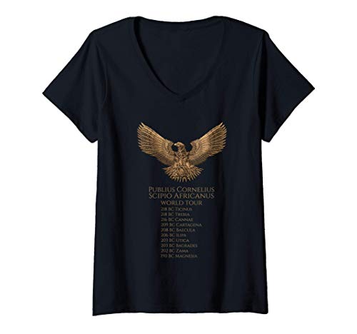 Mujer Escipión el Africano - Roma Antigua Steampunk Águila Romana Camiseta Cuello V