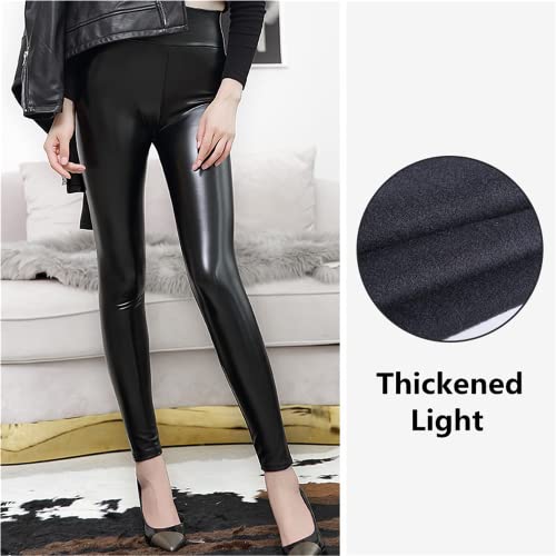 Mujer Sexy Push Up Cuero Leggings Cintura Alta Elasticos Skinny Slim PU Pantalones