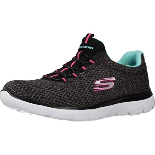 Mujeres Skechers Summits Striding Ligero para Caminar Gimnasio Corriendo Zapatillas - Negro/Azul - 41