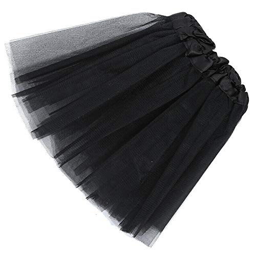 MUNDDY® - Tutu Elastico Tul 3 Capas 30 CM de Longitud para niña Bebe Distintas Colores Falda Disfraz Ballet (Negro)