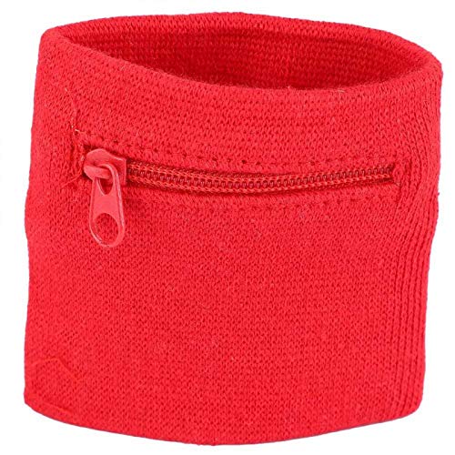 Muñequera (Muñequera) con Cremallera, Muñequera con Cremallera Muñequera Unisex Monedas Llaves Almacenamiento Cremallera Bolsillo Deportivo Muñequera Monedero Gimnasio Running Baloncesto(Rojo)