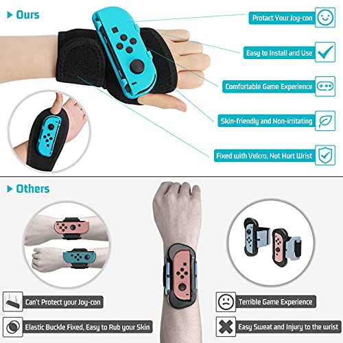 Muñequeras para Just Dance 2022/2021/2020/2019 Nintendo Switch Joy-Con Controller Game y Zumba Burn It Up, inRobert 2Pcs Brazalete adhesivo ajustable para muñequera, apto para adultos (rojo y azul)