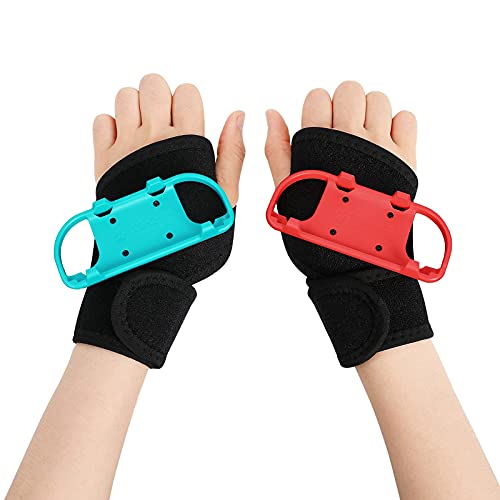 Muñequeras para Just Dance 2022/2021/2020/2019 Nintendo Switch Joy-Con Controller Game y Zumba Burn It Up, inRobert 2Pcs Brazalete adhesivo ajustable para muñequera, apto para adultos (rojo y azul)