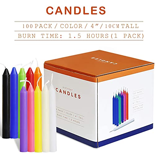 MUOIVG Velas de 100 Piezas,Colores Surtidos de hechizos Velas sin Goteo pequeño para Chimes, Magia, Congregación, vigilia con Velas, rituales, Cera de soja natural,Sin olor ​ni humo,4 Pulgadas de Alto