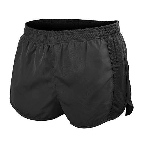 Muscle Alive Hombres Deportes Running 1" Élite División Corriendo Pantalones Cortos con Lado Malla Panel Rápido Seco Shorts Negro L