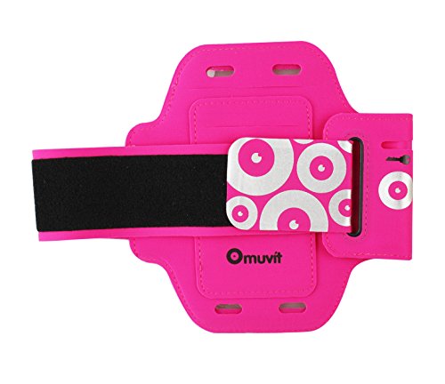 Muvit MUARM0027 - Brazalete Fino Universal para Smartphone (4-4.7", Incluye Bolsa de Deporte), Color Fucsia